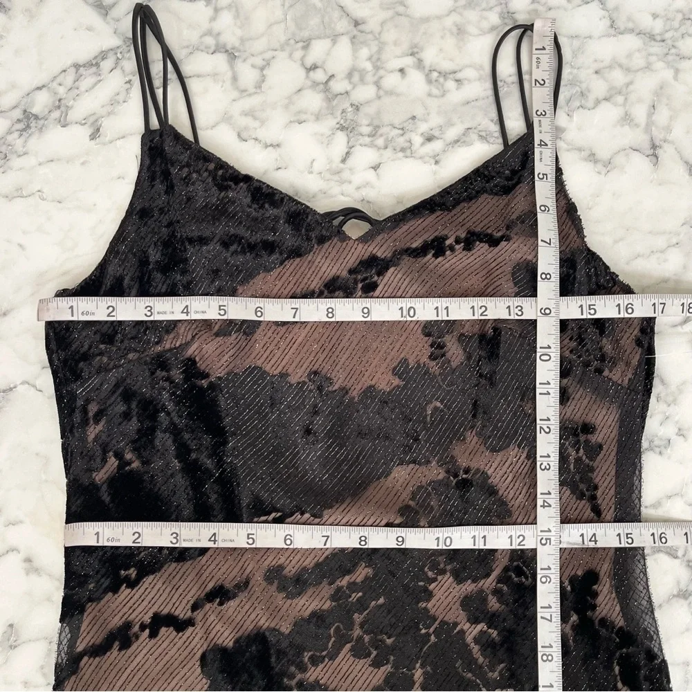 Vintage Y2K Niki Livas black burnout velvet maxi dress formal open back bias cut - Picture 8 of 14